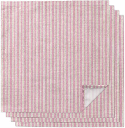 Pink Striped Cloth Napkins Set of 4, Modern Simple Farmhouse Beige Vintage Washable Reusable Dinner Cocktail Napkin for Kitchen Party Wedding Banquet Holiday Baby Shower Table Decor