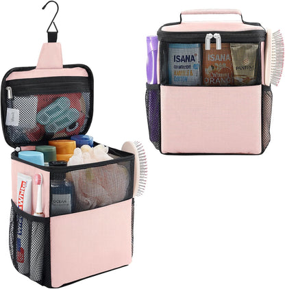 Mesh Shower Caddy Bag Portable for College Dorm Room Essentials, Hanging Organizer Basket, Quick Dry Tote Bag for Camping, Bathroom, Beach, Travel, Medium, Pink
