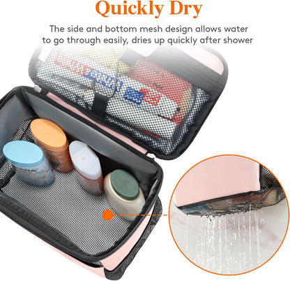 Mesh Shower Caddy Bag Portable for College Dorm Room Essentials, Hanging Organizer Basket, Quick Dry Tote Bag for Camping, Bathroom, Beach, Travel, Medium, Pink