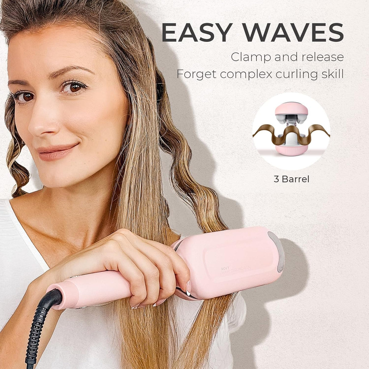 Curling Iron Hair Crimper Waver, TYMO ROVY Beach Waves Hair Curler