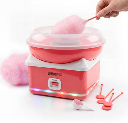 Kids Cotton Candy Machine with LED Lights - Quick Heat-Up Electric Maker with Lidded Bowl for Parties, & Home - Red