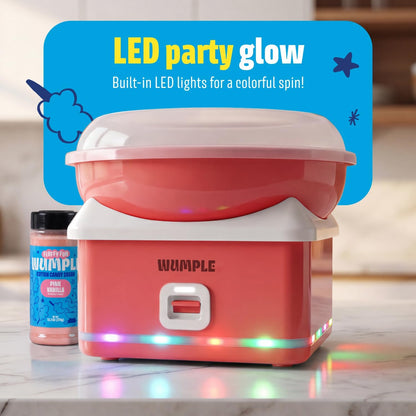 Kids Cotton Candy Machine with LED Lights - Quick Heat-Up Electric Maker with Lidded Bowl for Parties, & Home - Red