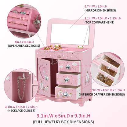 Children Jewelry Box For Girls Pink Princess Castle Girls Little Girl Birthday Christmas girl jewelry box