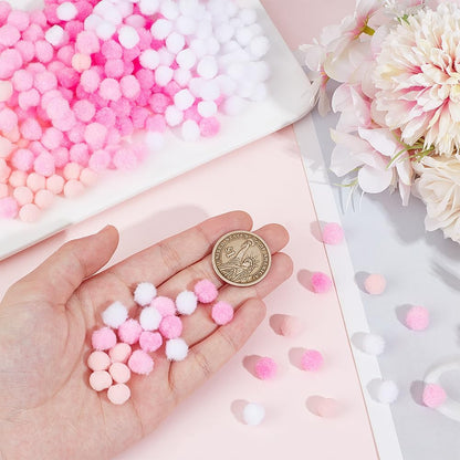 400Pcs Small Pink Pompoms Fuzzy Balls Bulk Valentine's Day 10mm Mini Pom Pom Ball Soft Round Fluffy Puff Cat Kitten Googly Pom Poms for DIY Art Crafts Garland Charms Party Decor Supplies
