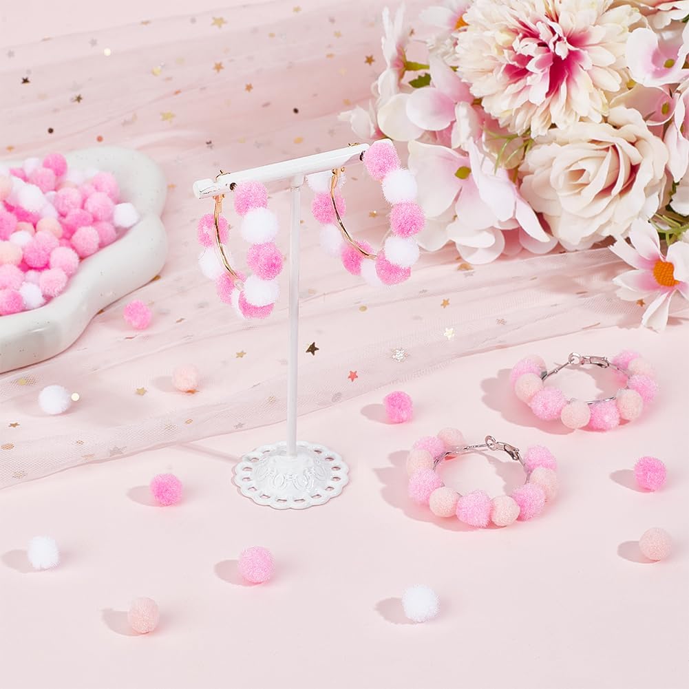 400Pcs Small Pink Pompoms Fuzzy Balls Bulk Valentine's Day 10mm Mini Pom Pom Ball Soft Round Fluffy Puff Cat Kitten Googly Pom Poms for DIY Art Crafts Garland Charms Party Decor Supplies