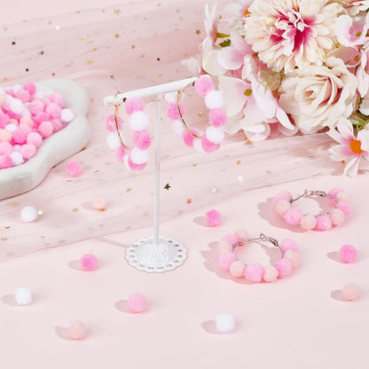 400Pcs Small Pink Pompoms Fuzzy Balls Bulk Valentine's Day 10mm Mini Pom Pom Ball Soft Round Fluffy Puff Cat Kitten Googly Pom Poms for DIY Art Crafts Garland Charms Party Decor Supplies