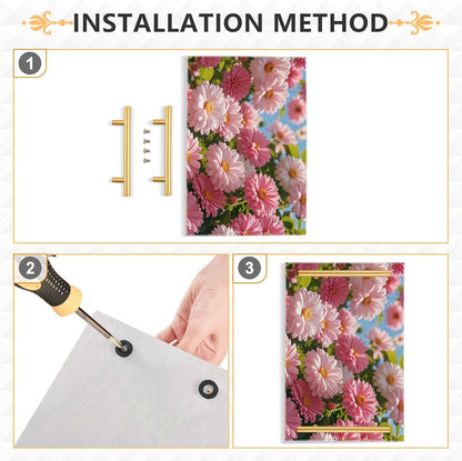 Summer Pink Daisies Decorative Large Tray with Handles Plastic Serving Tray for Jewelry Perfume for Dinner Serving bandejas para desayuno decorativas