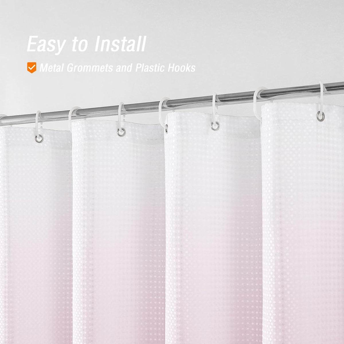 Pink Ombre Fabric Shower Curtain for Bath Decor, 72 x 72