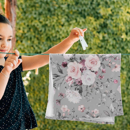 2 Pcs Grey Pink Roses Floral Hand Towels for Bathroom 14"x28",Soft Quick Dry Bouquet Blooming Flower Farmhouse Gray Guest Bath Towels,Decorative Towels for Bathroom Kitchen Dish Face Gym