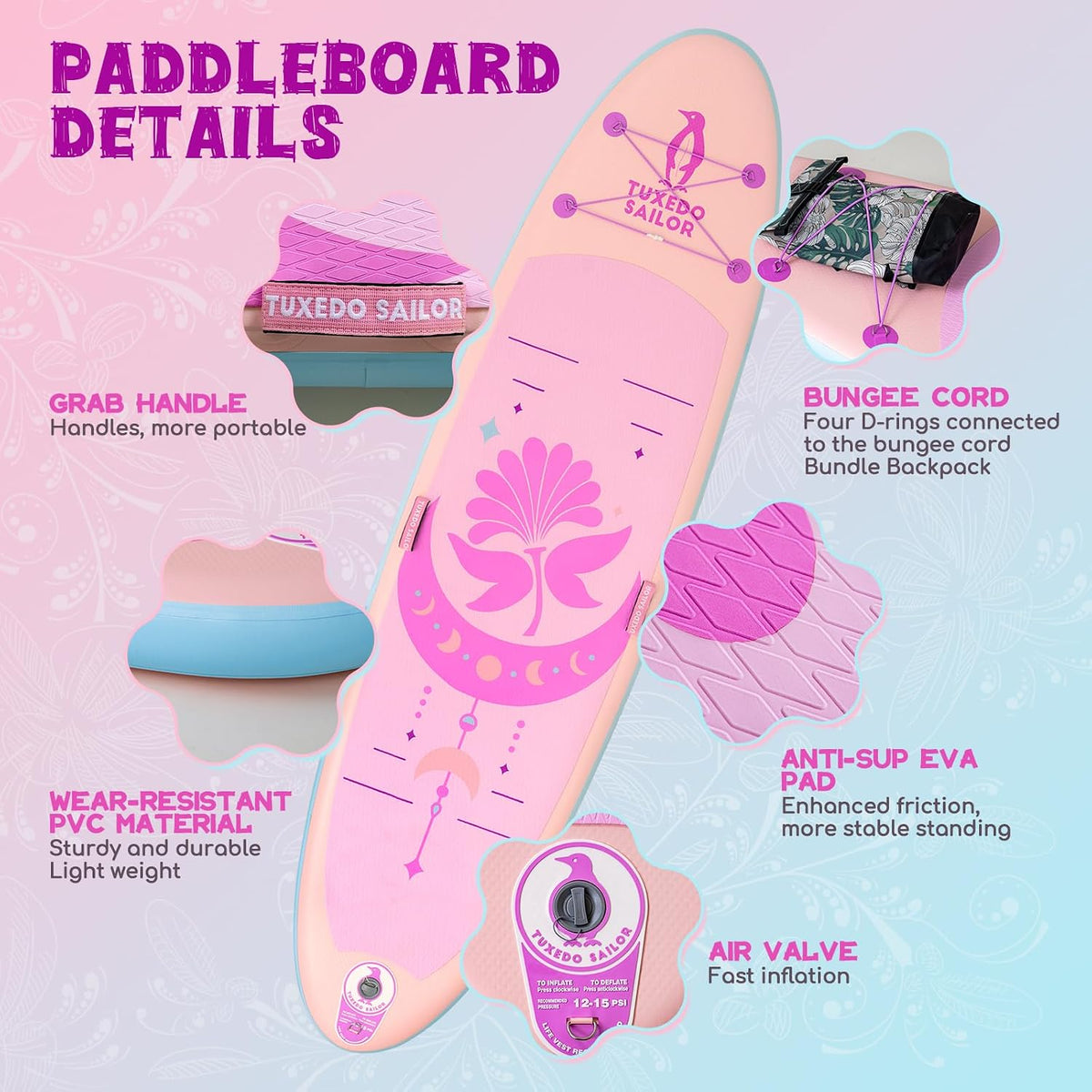 Inflatable Paddle Board with Accessories 10'6''/11'Stable SUP