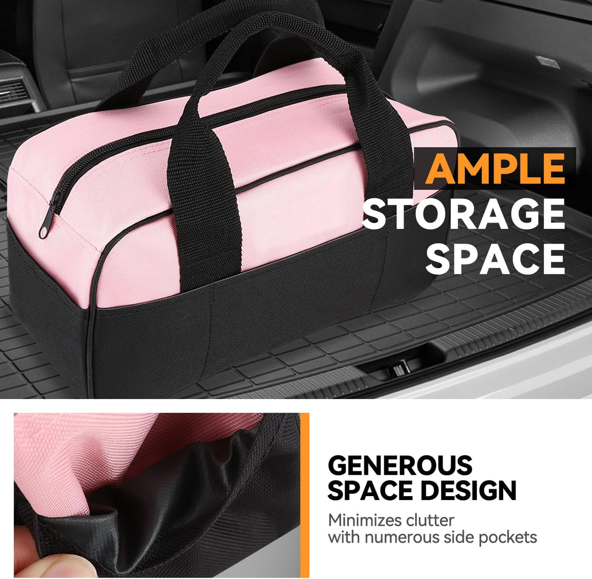 7 Pieces Tool bag Household DIY Hand Tool Kit with Screwdriver, Pliers, Measuring Tape, Level, Scissors and Wide-Open Mouth Canvas Storage Bag, Pink