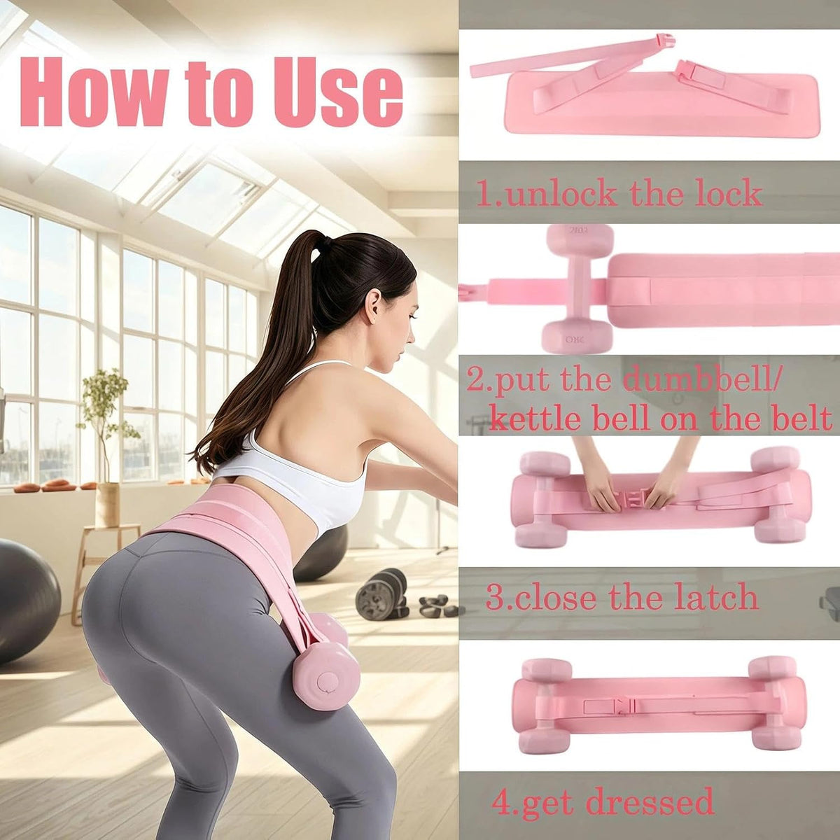 Hip Thrust Belt for Dumbbells, Upgraded Non-Slip Thickened Widened Weight Belt, Heavy Duty Hip Thrust Band Fit for Dumbbells, Kettlebells, Weight Plates and Home Gym Workouts