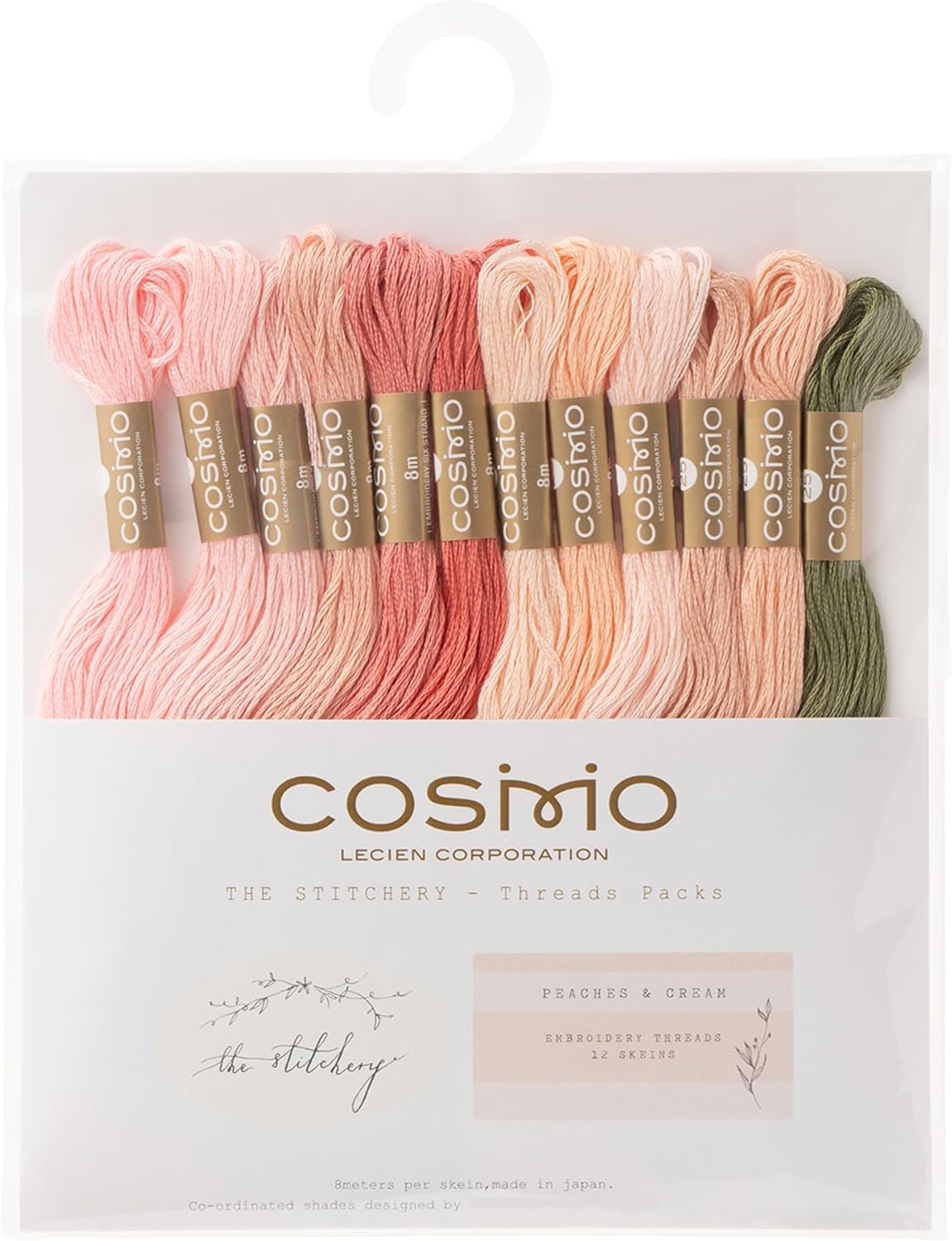 Lecien No. 162400-13 , Thread Assorted Pack by Nicki Franklin Peaches and Cream, 12 Piece Set