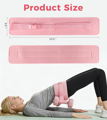 Hip Thrust Belt for Dumbbells, Kettlebells & Plates, Adjustable Booty Belt with Slip-Resistant Padding, Comfortable Glute Bridge Weight Belt for Home & Gym Workouts