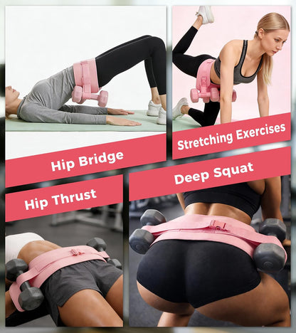 Hip Thrust Belt for Dumbbells, Kettlebells & Plates, Adjustable Booty Belt with Slip-Resistant Padding, Comfortable Glute Bridge Weight Belt for Home & Gym Workouts