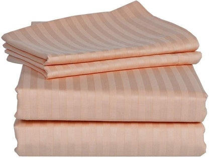 Bed Sheets Set with 4 Pieces, 1000 Thread Count, Percale, 100% Peruvian Pima Cotton, Twin XL Size Fits 27-32" Deep Pocket (Stripe, Peach)