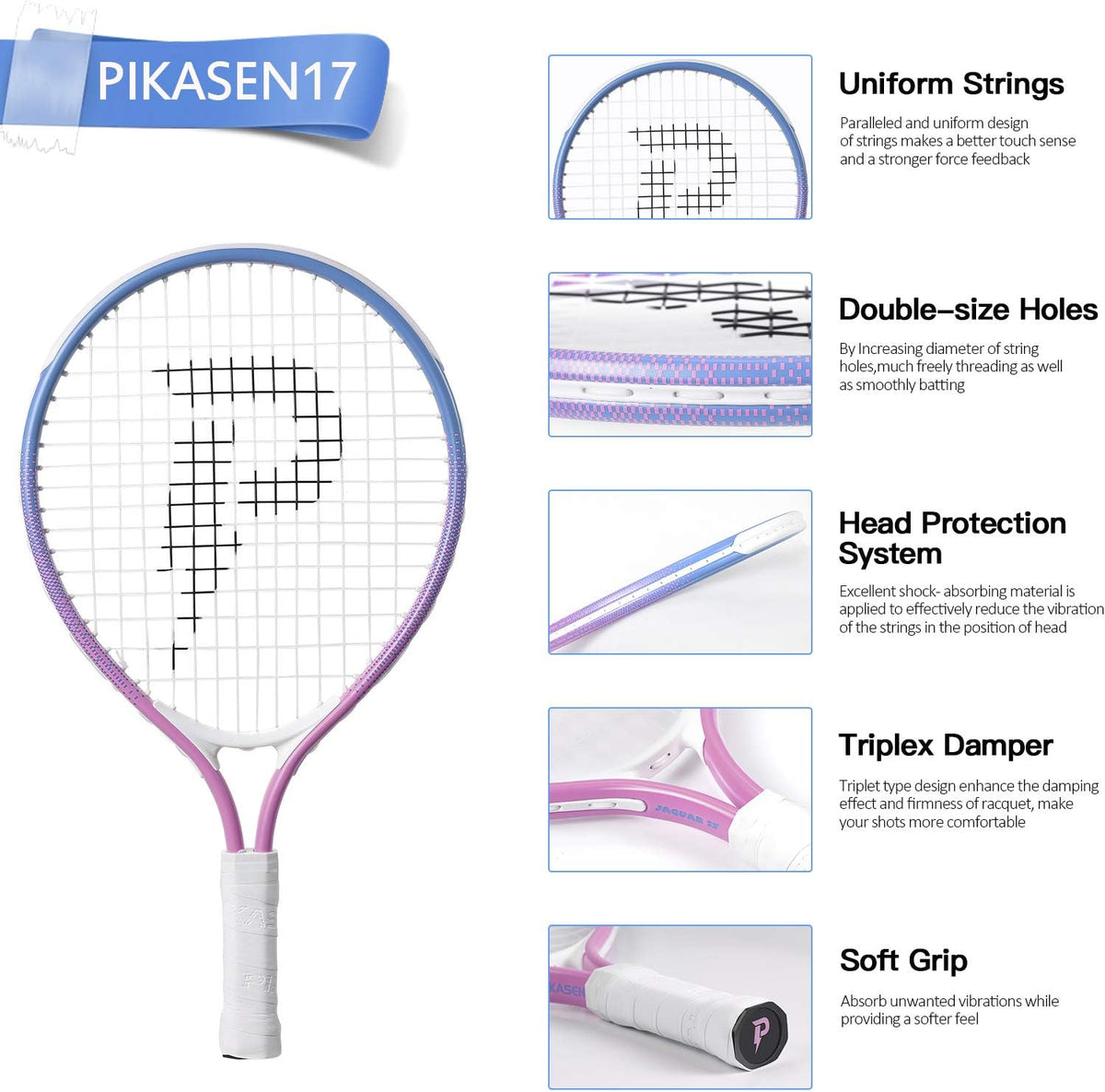 17" Kids Tennis Racket Best Starter Kit for Kids Age 4 and Under with Shoulder Strap Bag and Mini Tennis Racket Toddler Tennis Raquet