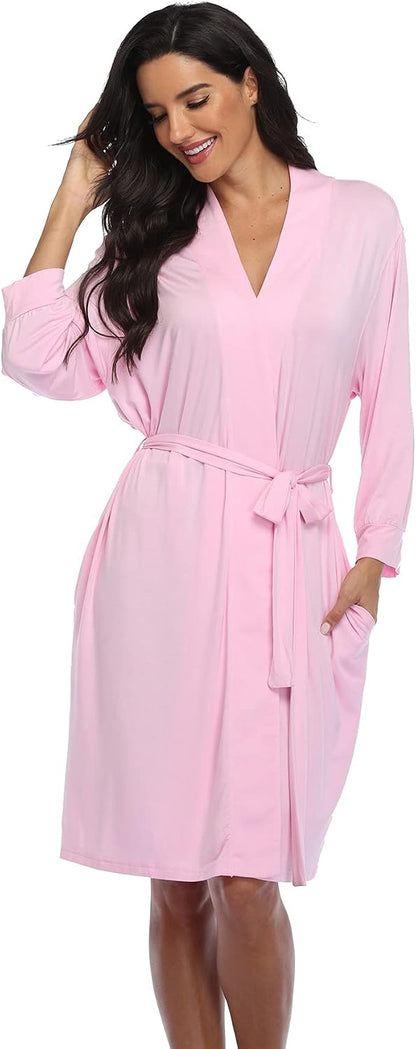 Women's Robes Lightweight Kimono Robes Knit Bathrobes Soft Sleepwear Loungewear