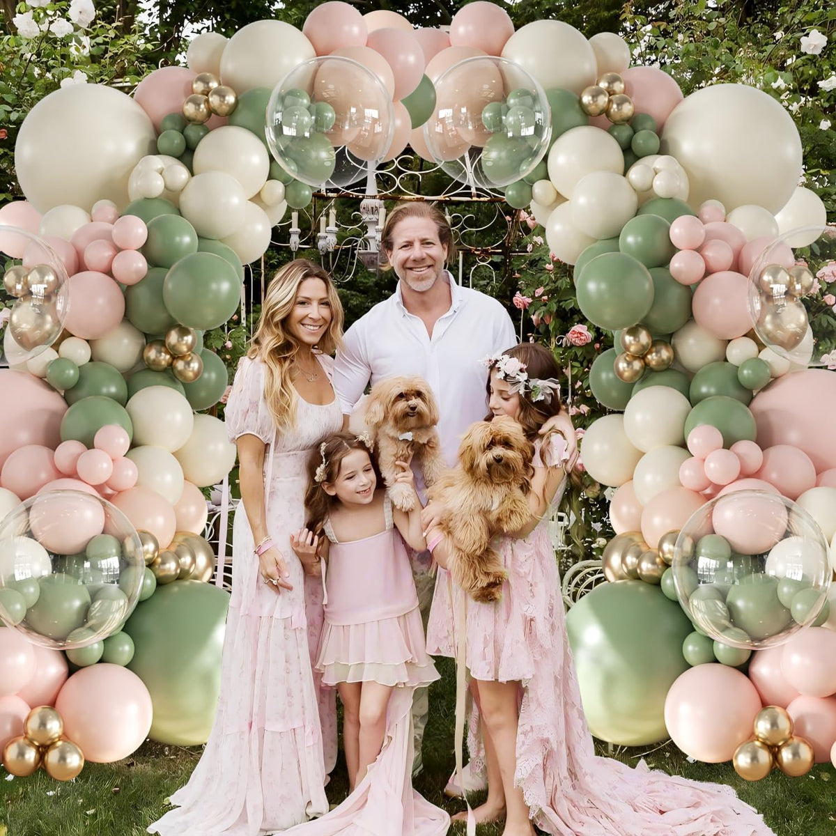 Sage Green and Pink Balloon Arch Kit for Bridal Shower Decorations