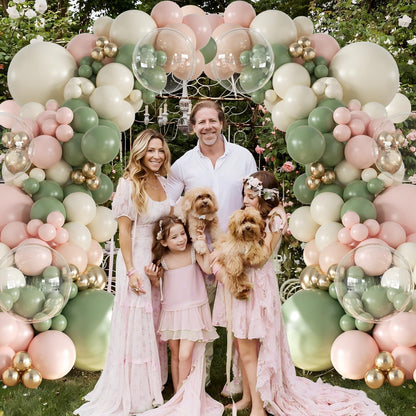 Sage Green and Pink Balloon Arch Kit for Bridal Shower Decorations