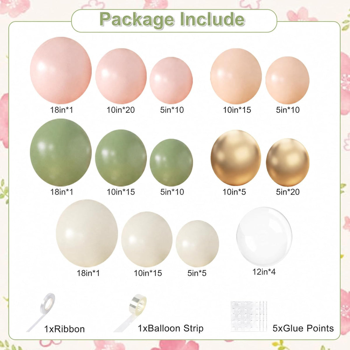 Sage Green and Pink Balloon Arch Kit for Bridal Shower Decorations
