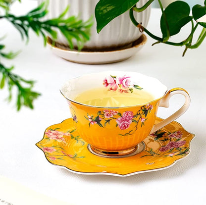 Pink Peony Flowers Ceramic Tea Set, Cup and Saucer Set