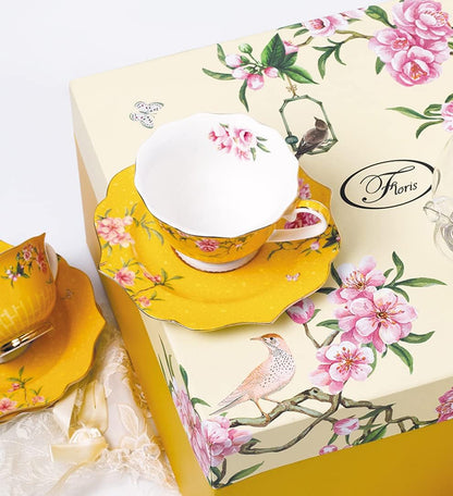Pink Peony Flowers Ceramic Tea Set, Cup and Saucer Set