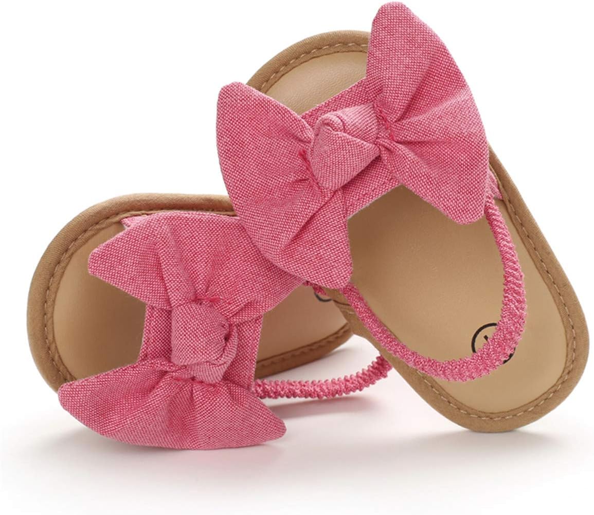 Infant Baby Girls Summer Sandals with Flower Soft Sole Newborn Toddler First Walker Crib Dress Shoes