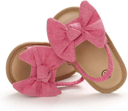 Infant Baby Girls Summer Sandals with Flower Soft Sole Newborn Toddler First Walker Crib Dress Shoes