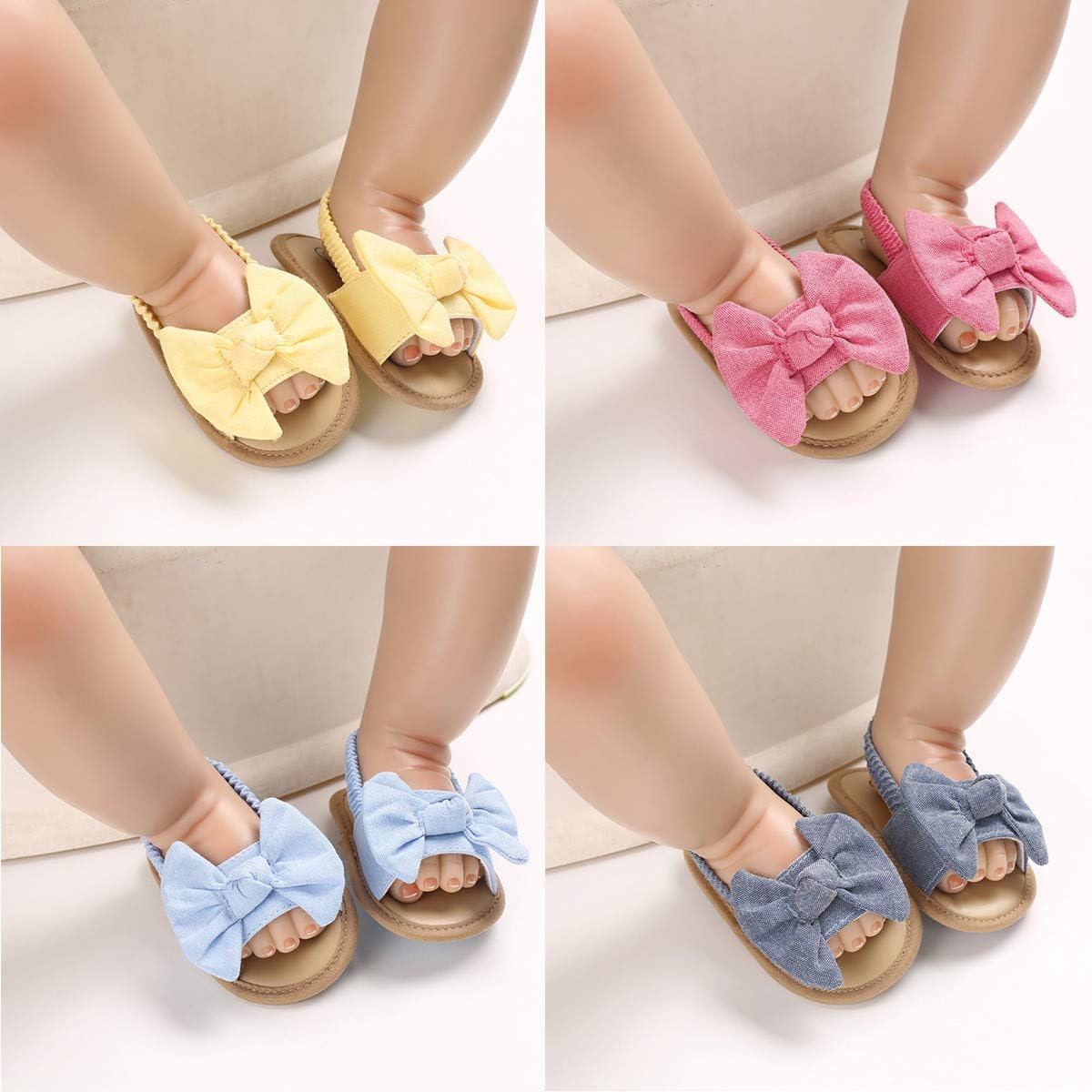 Infant Baby Girls Summer Sandals with Flower Soft Sole Newborn Toddler First Walker Crib Dress Shoes
