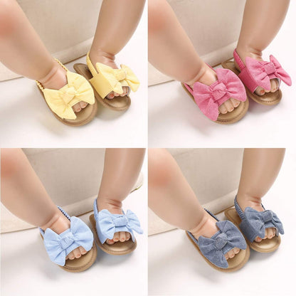Infant Baby Girls Summer Sandals with Flower Soft Sole Newborn Toddler First Walker Crib Dress Shoes