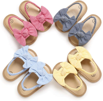 Infant Baby Girls Summer Sandals with Flower Soft Sole Newborn Toddler First Walker Crib Dress Shoes