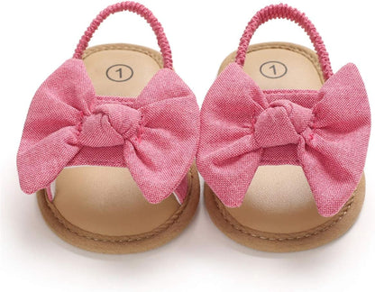 Infant Baby Girls Summer Sandals with Flower Soft Sole Newborn Toddler First Walker Crib Dress Shoes