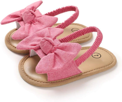 Infant Baby Girls Summer Sandals with Flower Soft Sole Newborn Toddler First Walker Crib Dress Shoes