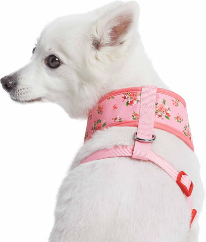 Soft & Comfy Spring Scent Inspired Floral Rose Baby Pink Dog Harness Vest, Chest Girth 13" - 16", X-Small, Adjustable Harnesses for Dogs
