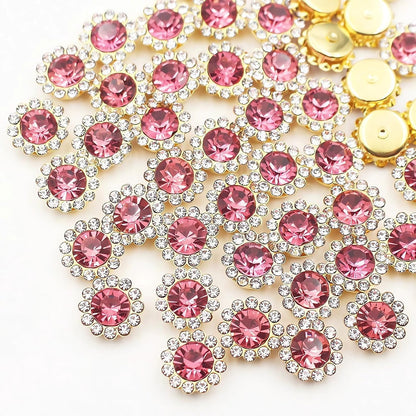 12mm 150pcs Crystal Rose Red Sew on Rhinestones, Crystals Glass Gems with Metal Base Claw Flatback Rhinestones for Crafting, Sunflower Gemstones for Sewing Hat Jewels Crafts Clothes Shoes Accessories