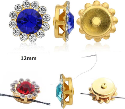 12mm 150pcs Crystal Rose Red Sew on Rhinestones, Crystals Glass Gems with Metal Base Claw Flatback Rhinestones for Crafting, Sunflower Gemstones for Sewing Hat Jewels Crafts Clothes Shoes Accessories