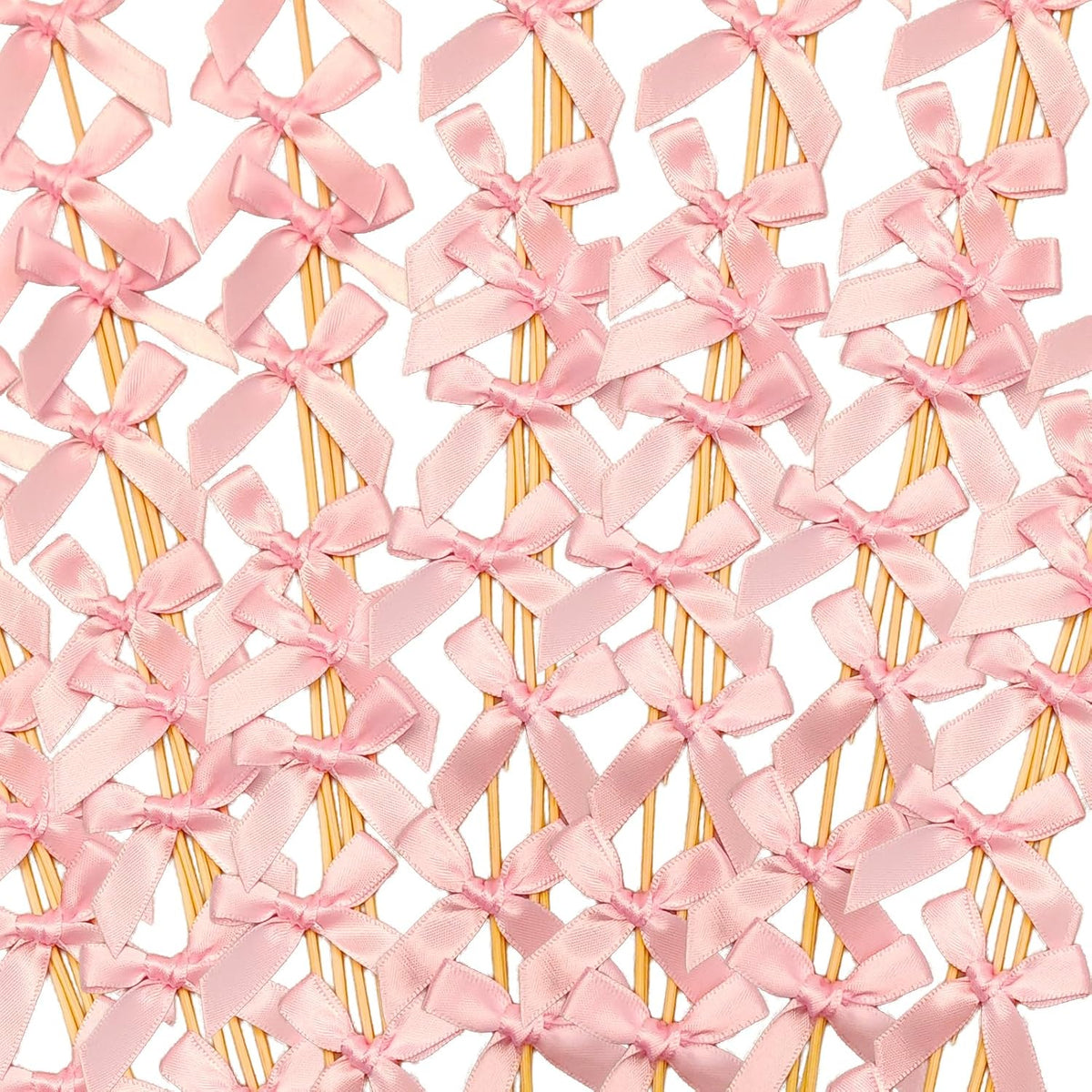 120 Pcs Pink Bow Cocktail Picks 4.72" Bamboo Fancy Toothpicks with Bowknot Bulk Swizzle Sticks for Dessert, Fruit, Appetizers,Ideal for Bridal Shower, Birthday, Valentines Day, Wedding Party Favors