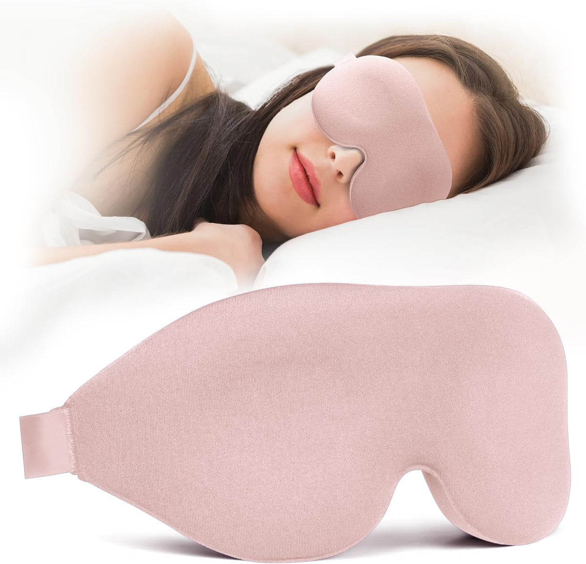 Sleep Mask for Back and Side Sleeper, Travel Eye Cover, Pink