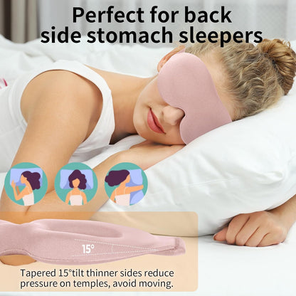 Sleep Mask for Back and Side Sleeper, Travel Eye Cover, Pink