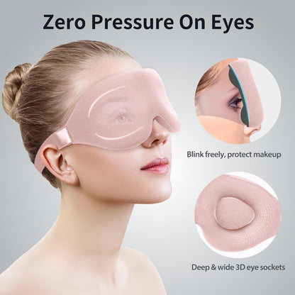 Sleep Mask for Back and Side Sleeper, Travel Eye Cover, Pink