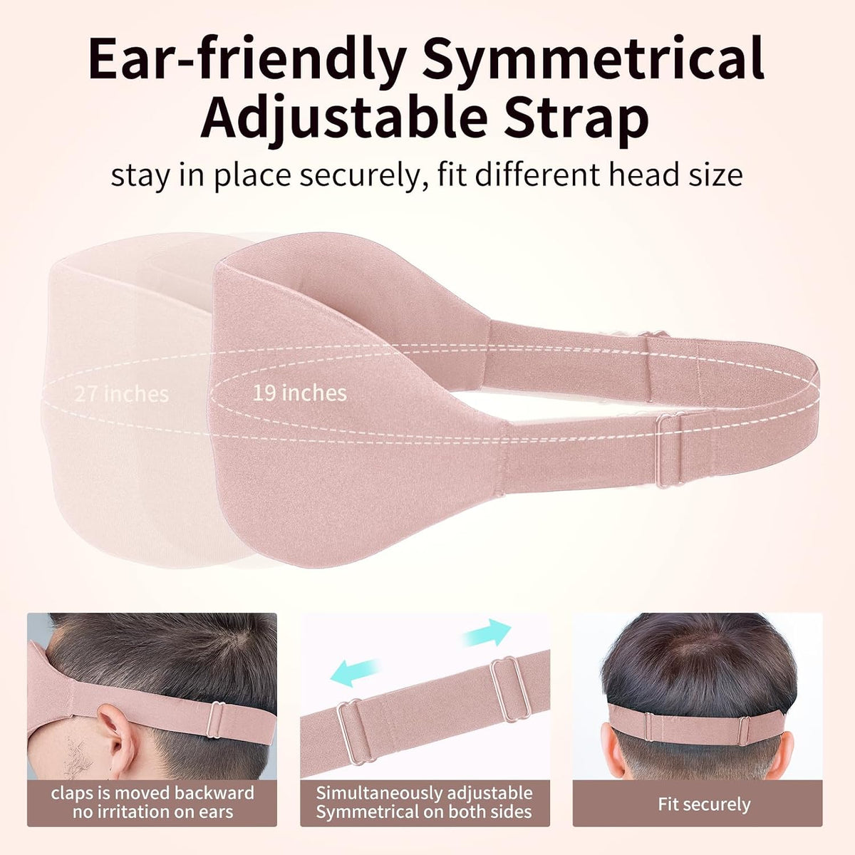 Sleep Mask for Back and Side Sleeper, Travel Eye Cover, Pink