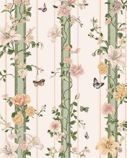 Boho Floral Peel Stick Wallpaper Beige Pink 17.5 x 393.5In