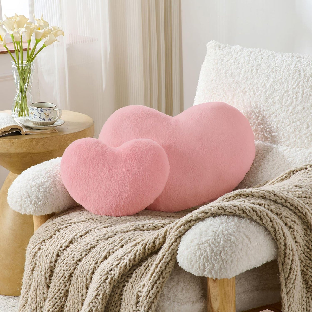 2PCS Heart Throw Pillows Room Decor Home Decor Bedroom Decor,Pink 9"*13"