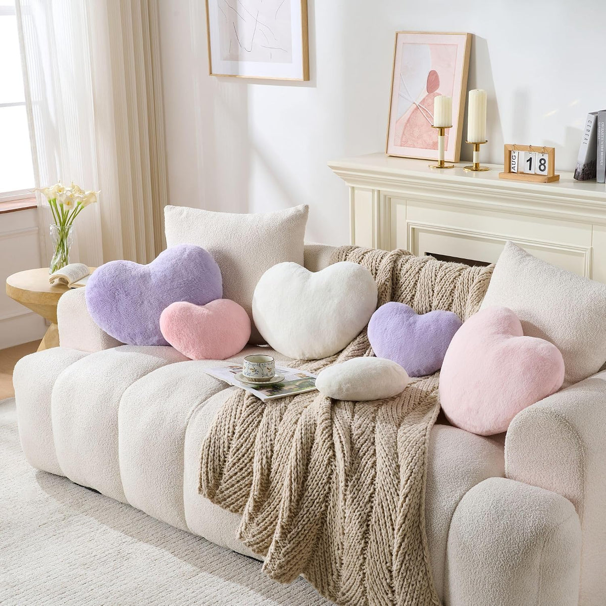 2PCS Heart Throw Pillows Room Decor Home Decor Bedroom Decor,Pink 9"*13"