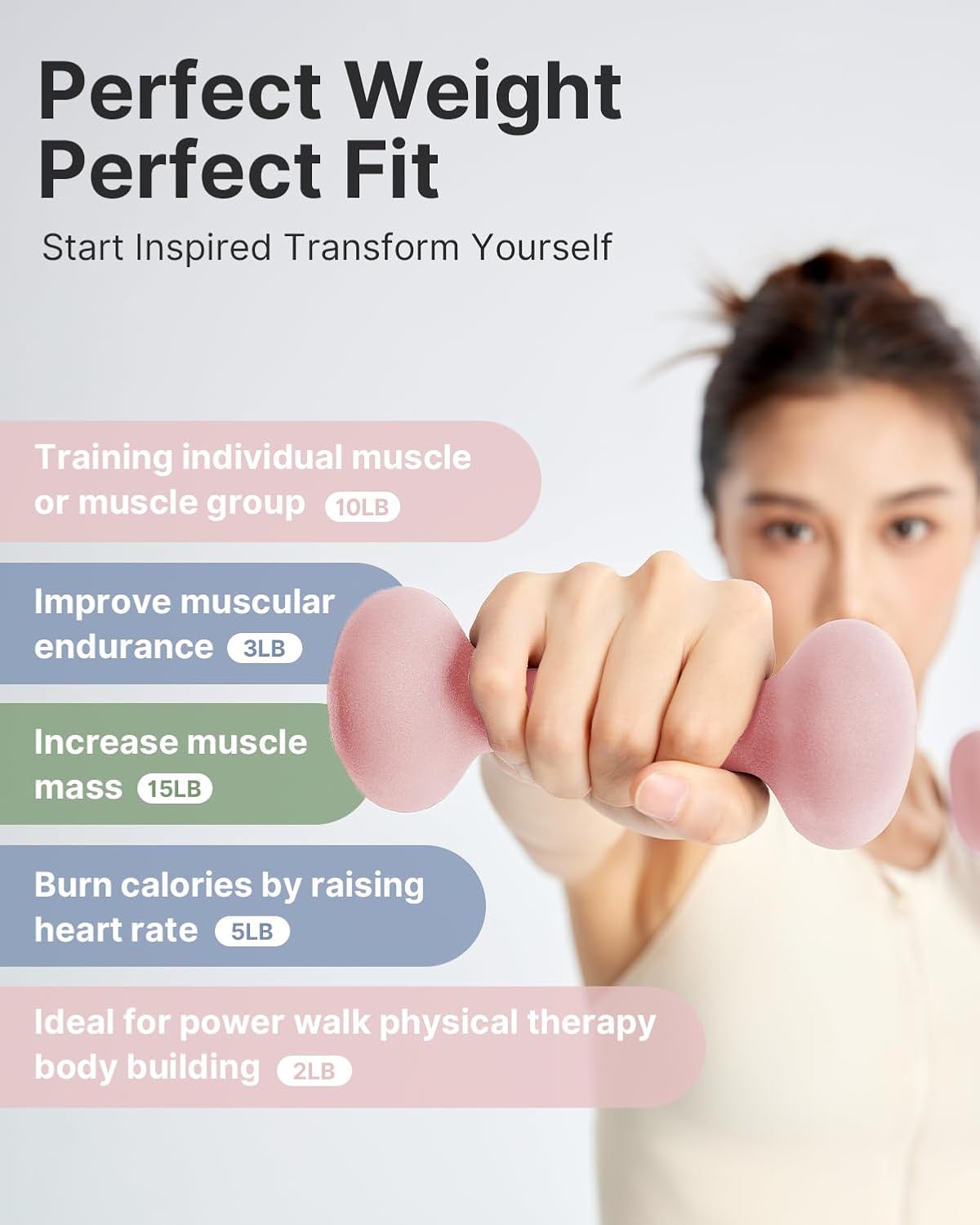 Dumbbell Set of 2,2-15 Pound Hand Weights for Women, Non-Slip Hand Weights for Home Gym, Strength Training, and Full-Body Workouts