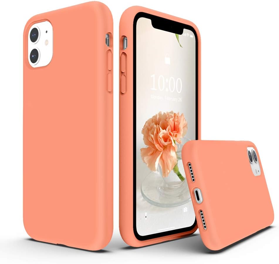 Compatible with iPhone 11 Case 6.1 inch, Thickening Design Liquid Silicone Phone Case (with Microfiber Lining) for iPhone 11 2019, Peach