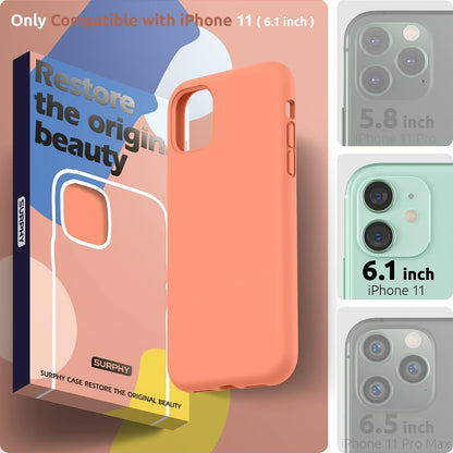 Compatible with iPhone 11 Case 6.1 inch, Thickening Design Liquid Silicone Phone Case (with Microfiber Lining) for iPhone 11 2019, Peach