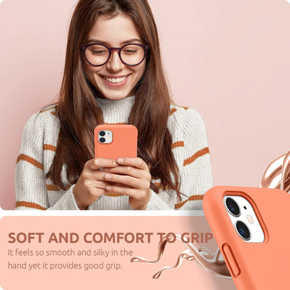 Compatible with iPhone 11 Case 6.1 inch, Thickening Design Liquid Silicone Phone Case (with Microfiber Lining) for iPhone 11 2019, Peach