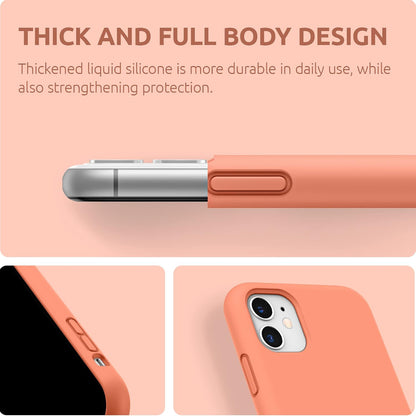 Compatible with iPhone 11 Case 6.1 inch, Thickening Design Liquid Silicone Phone Case (with Microfiber Lining) for iPhone 11 2019, Peach